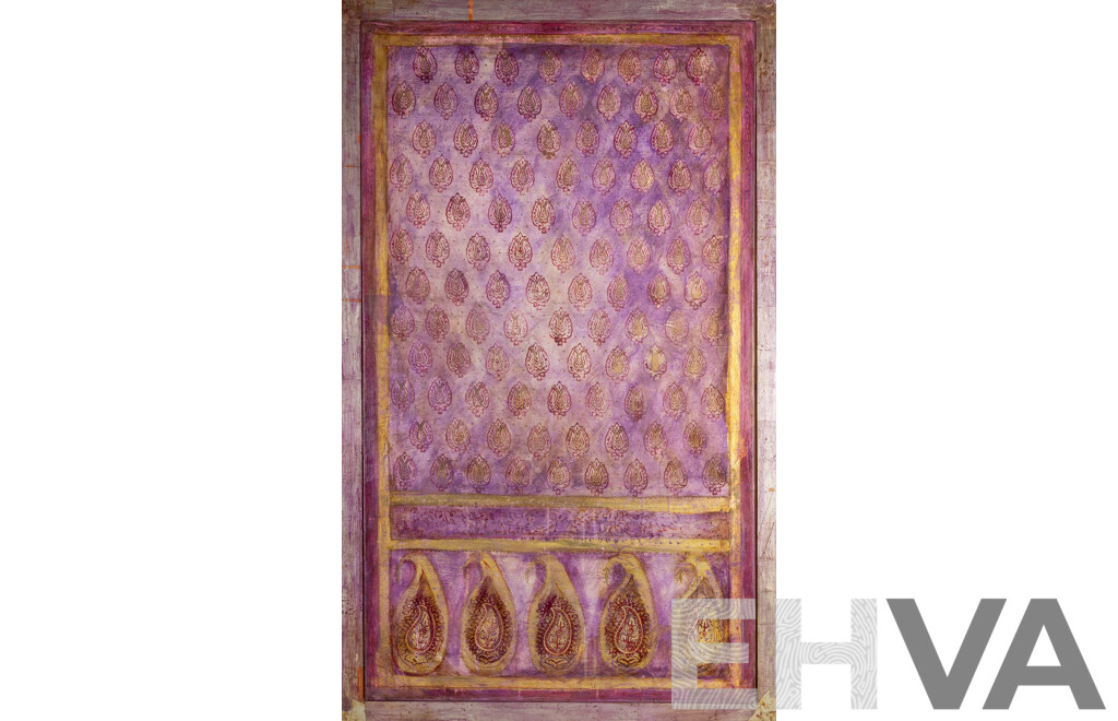 Nerina Lascelles, (20th Century, Australian), Mauve & Gold Maharani, Mixed Media & Gold Leaf on Canvas, 134 x 81 cm