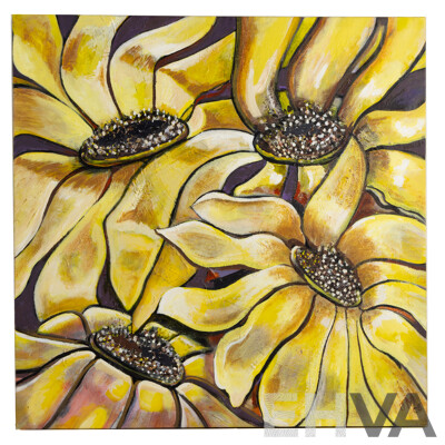 Joyce McFarlane, (20th Century, Australian), Sunshine (2009), Original Acrylic on Canvas, 77 x 77 cm