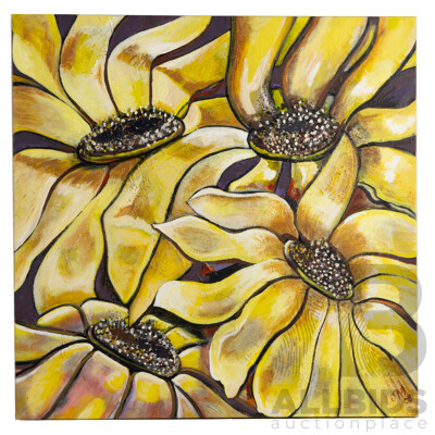 Joyce McFarlane, (20th Century, Australian), Sunshine (2009), Original Acrylic on Canvas, 77 x 77 cm