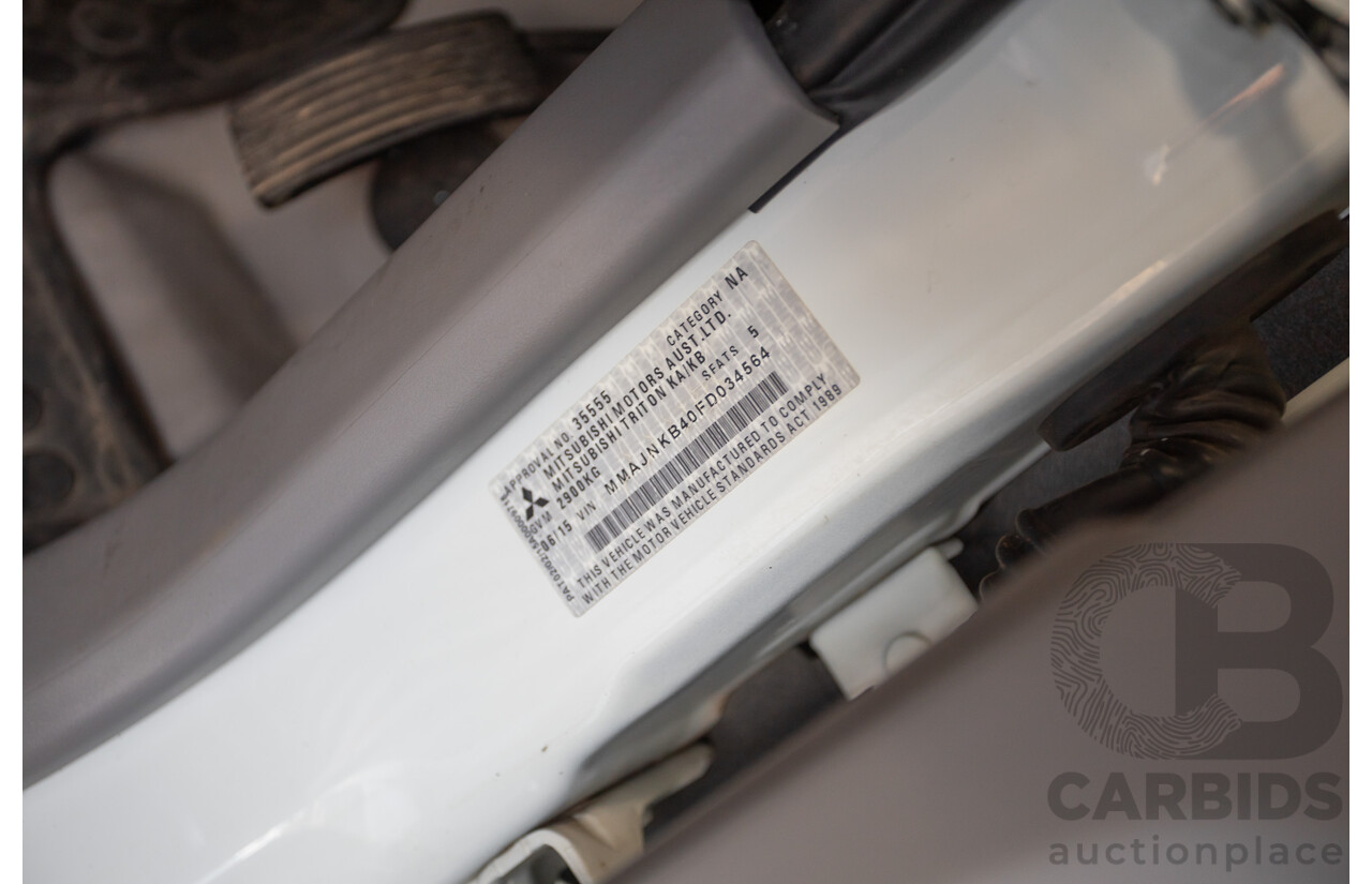 06/2015 Mitsubishi Triton GLX+ (4x4) MN MY15 Double Cab Utility White Turbo Diesel 2.5L