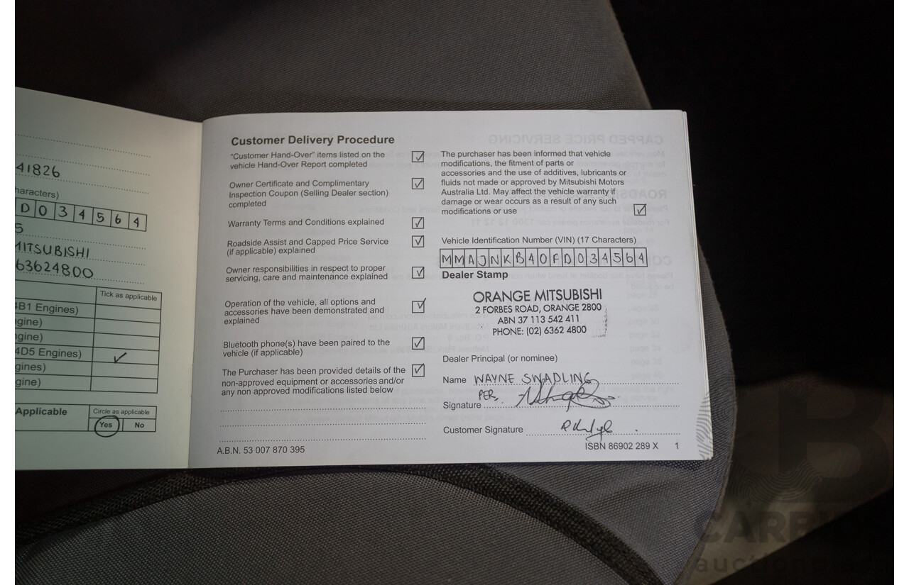 06/2015 Mitsubishi Triton GLX+ (4x4) MN MY15 Double Cab Utility White Turbo Diesel 2.5L