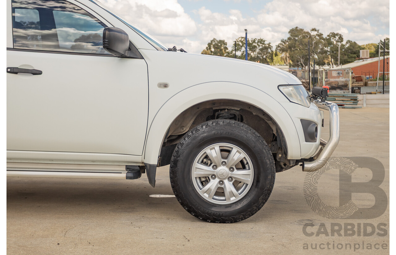 06/2015 Mitsubishi Triton GLX+ (4x4) MN MY15 Double Cab Utility White Turbo Diesel 2.5L