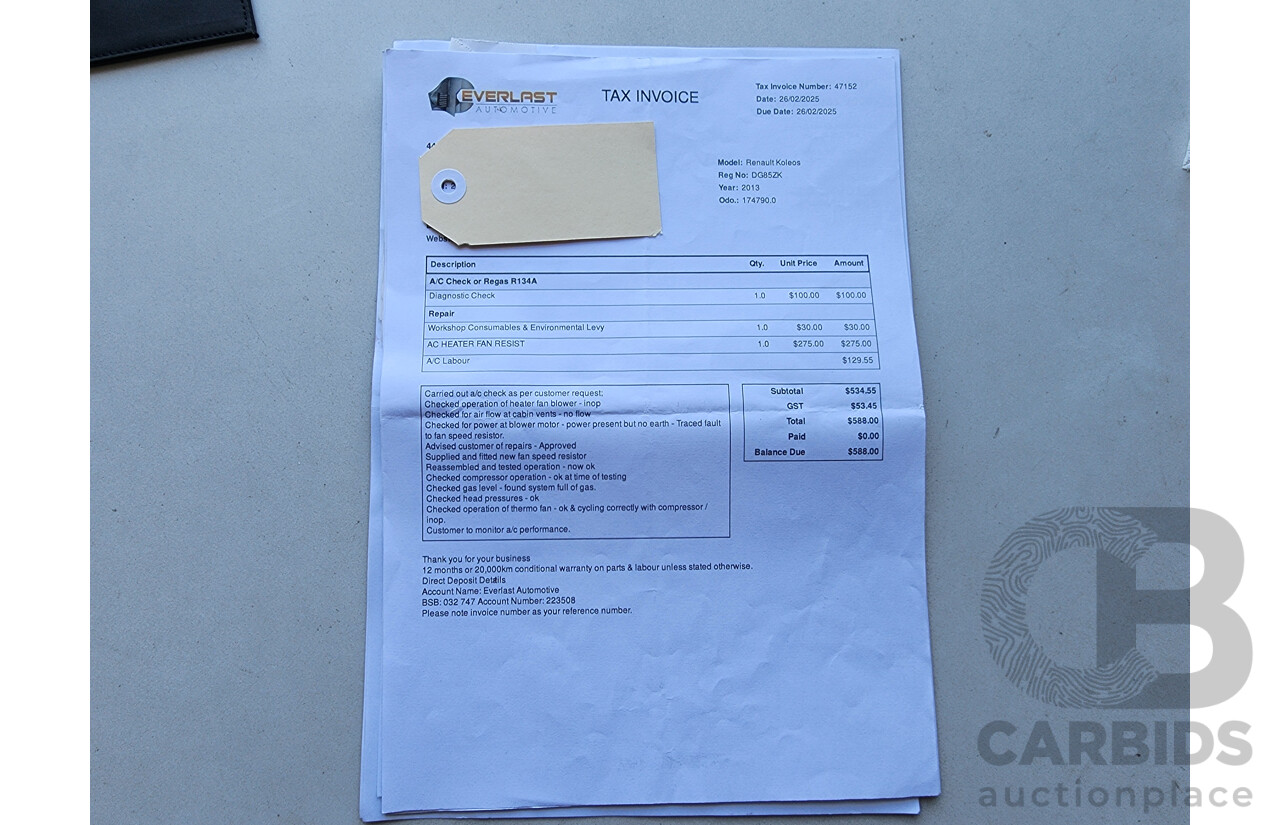 11/2013 Renault Koleos Privilege (4x4) H45 PHASE III 4d Wagon White 2.0L