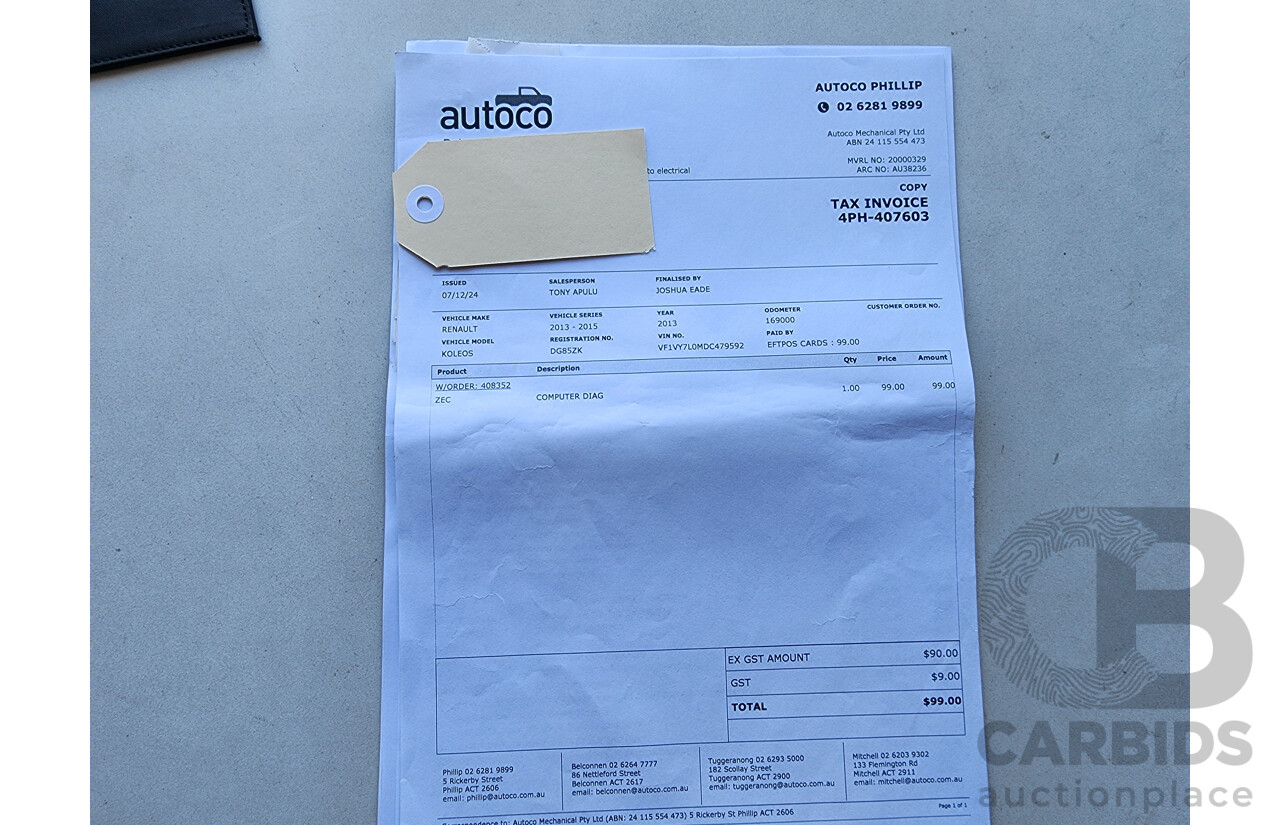 11/2013 Renault Koleos Privilege (4x4) H45 PHASE III 4d Wagon White 2.0L