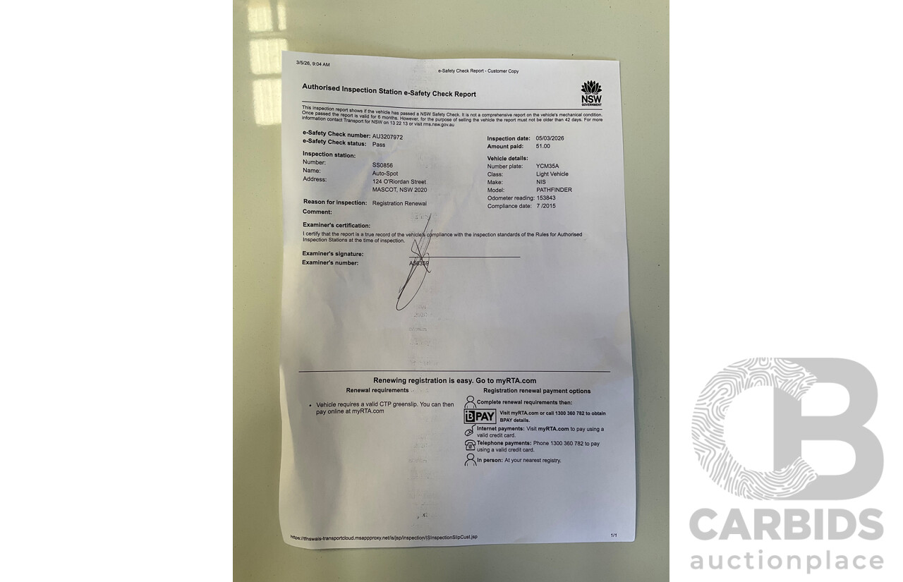 7/2015 Nissan Pathfinder ST (4x2) R52 4d Wagon Magnetic Black Metallic V6 3.5L