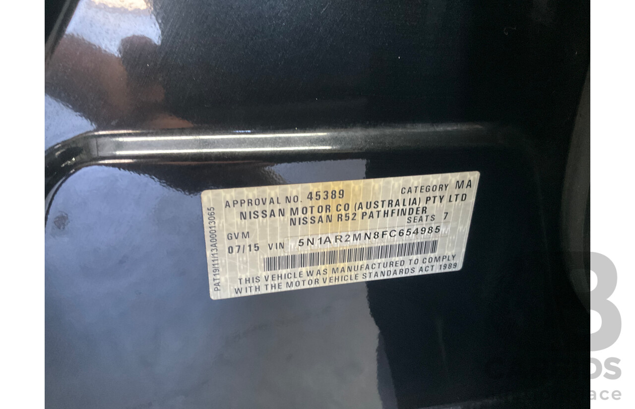 7/2015 Nissan Pathfinder ST (4x2) R52 4d Wagon Magnetic Black Metallic V6 3.5L