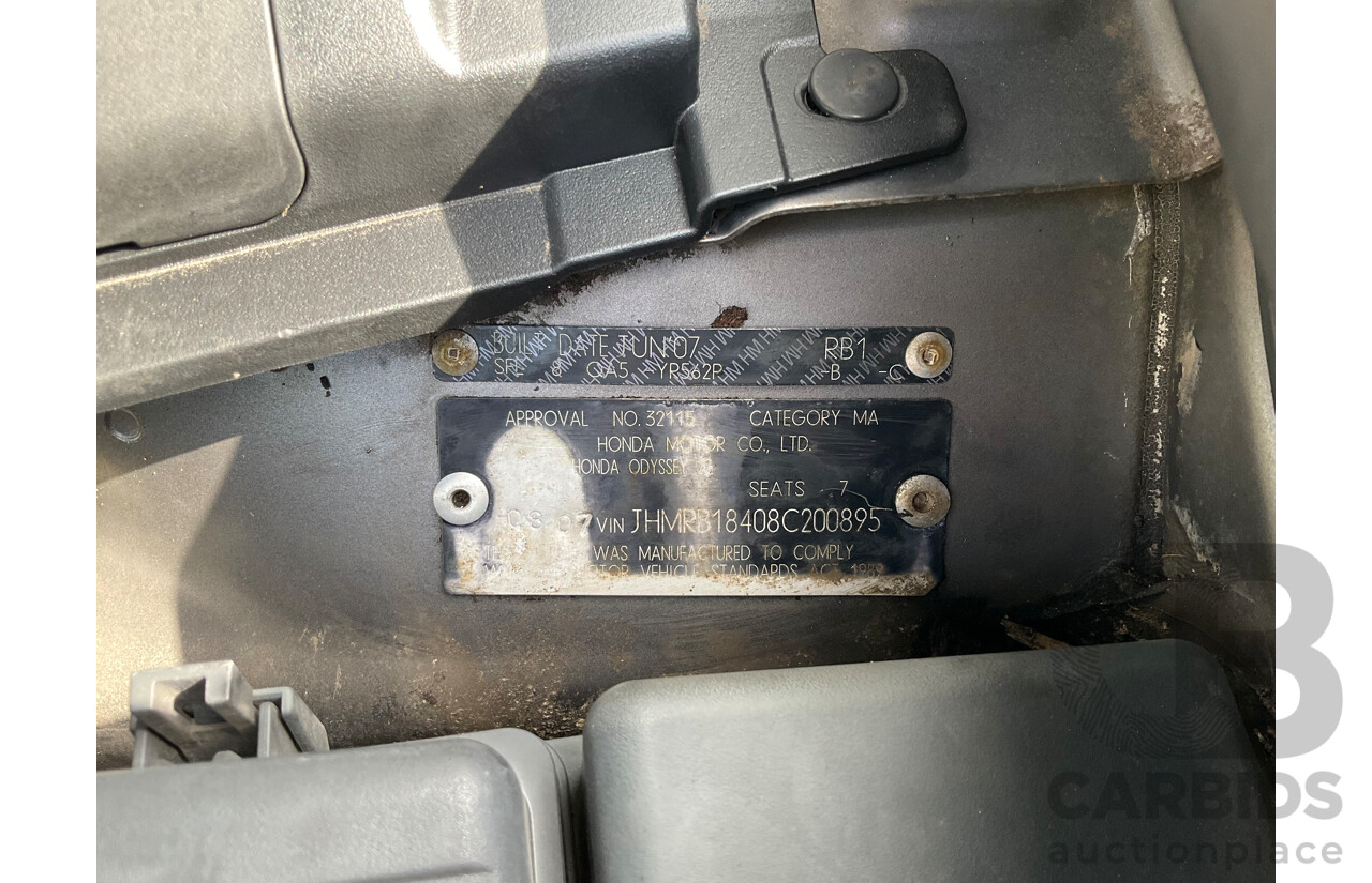 8/2007 Honda Odyssey 20 MY06 4d Wagon Bronze 2.4L - 7 Seater