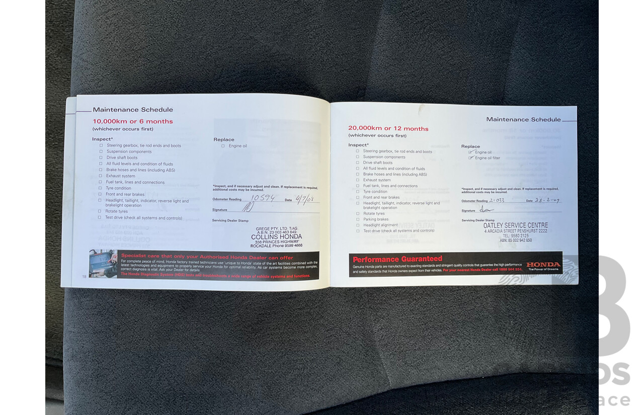 8/2007 Honda Odyssey 20 MY06 4d Wagon Bronze 2.4L 7 Seat