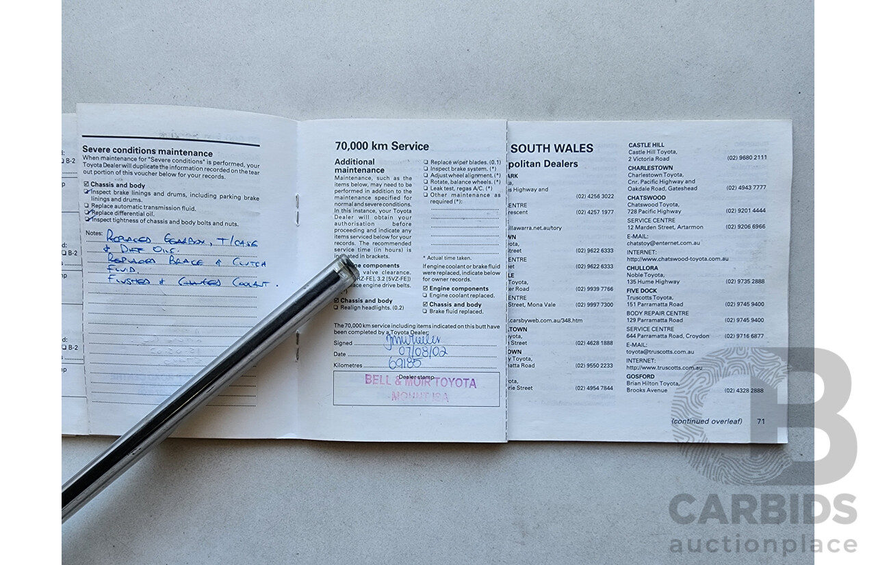 8/1999 Toyota Landcruiser Prado GXL (4x4) VZJ95R 4d Wagon Blue 3.4L