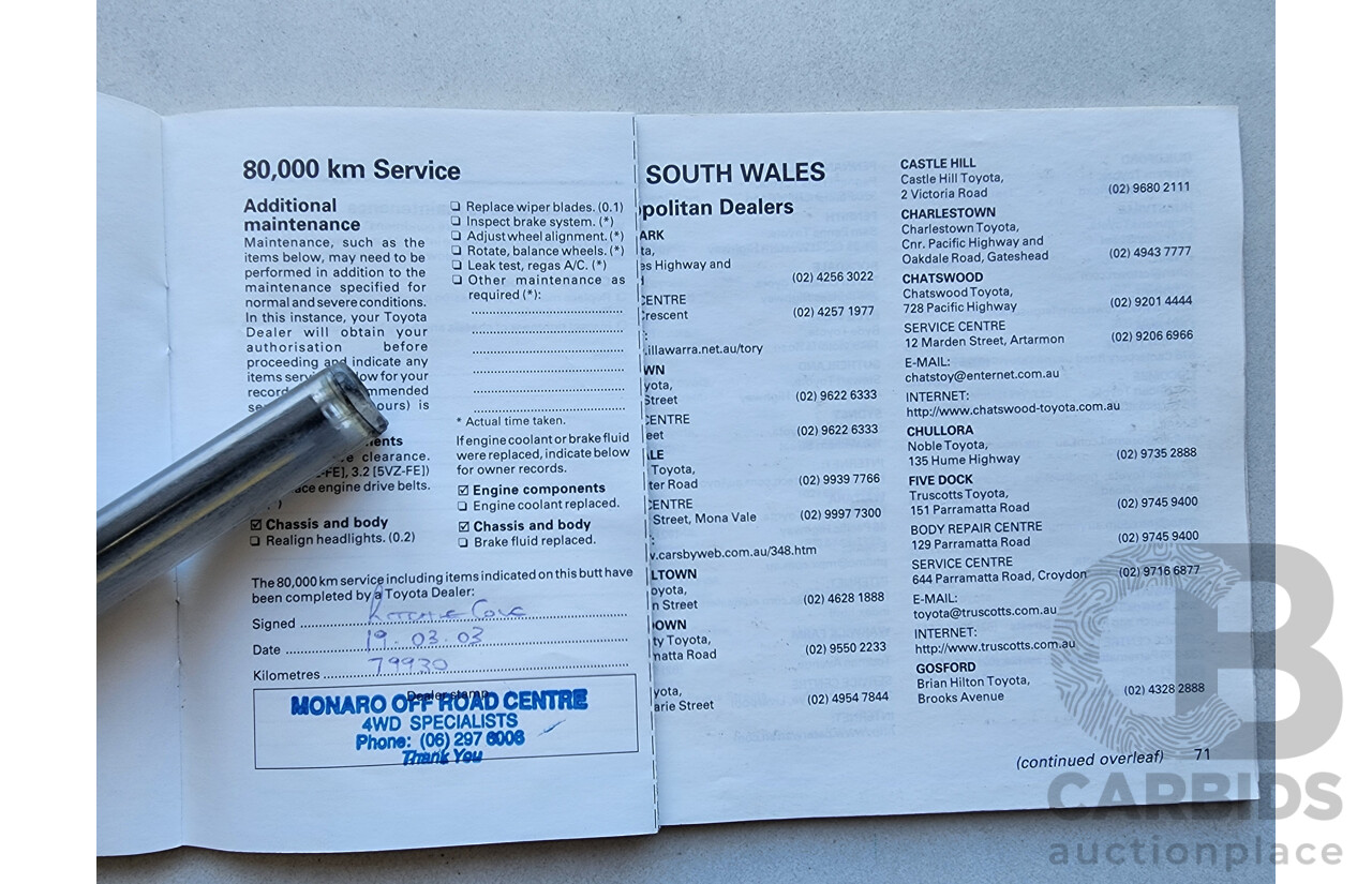 8/1999 Toyota Landcruiser Prado GXL (4x4) VZJ95R 4d Wagon Blue 3.4L