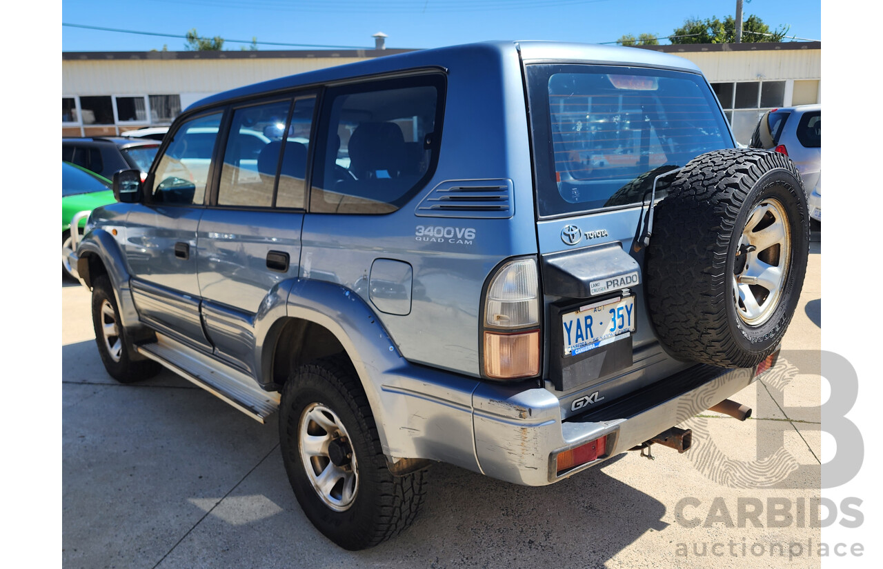 8/1999 Toyota Landcruiser Prado GXL (4x4) VZJ95R 4d Wagon Blue 3.4L