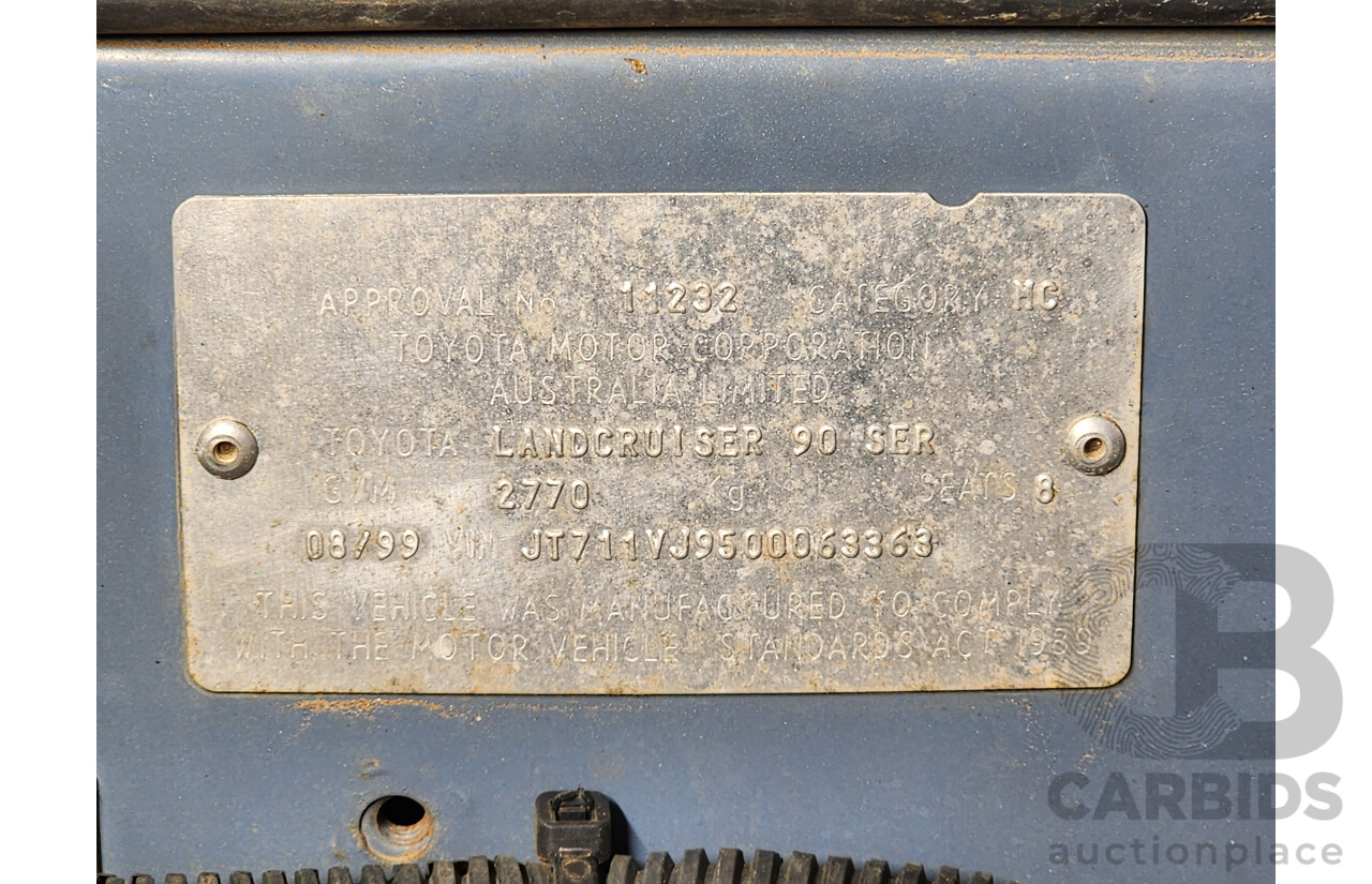 8/1999 Toyota Landcruiser Prado GXL (4x4) VZJ95R 4d Wagon Blue 3.4L