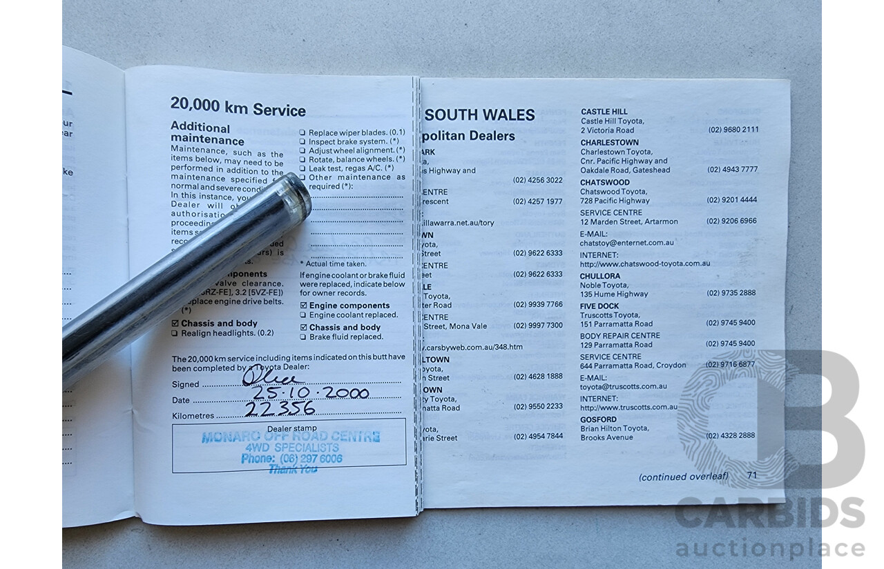 8/1999 Toyota Landcruiser Prado GXL (4x4) VZJ95R 4d Wagon Blue 3.4L