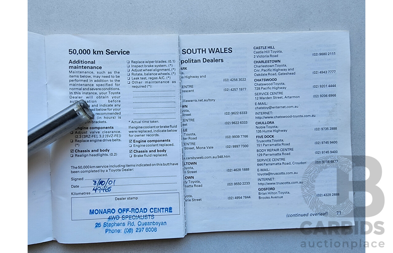 8/1999 Toyota Landcruiser Prado GXL (4x4) VZJ95R 4d Wagon Blue 3.4L