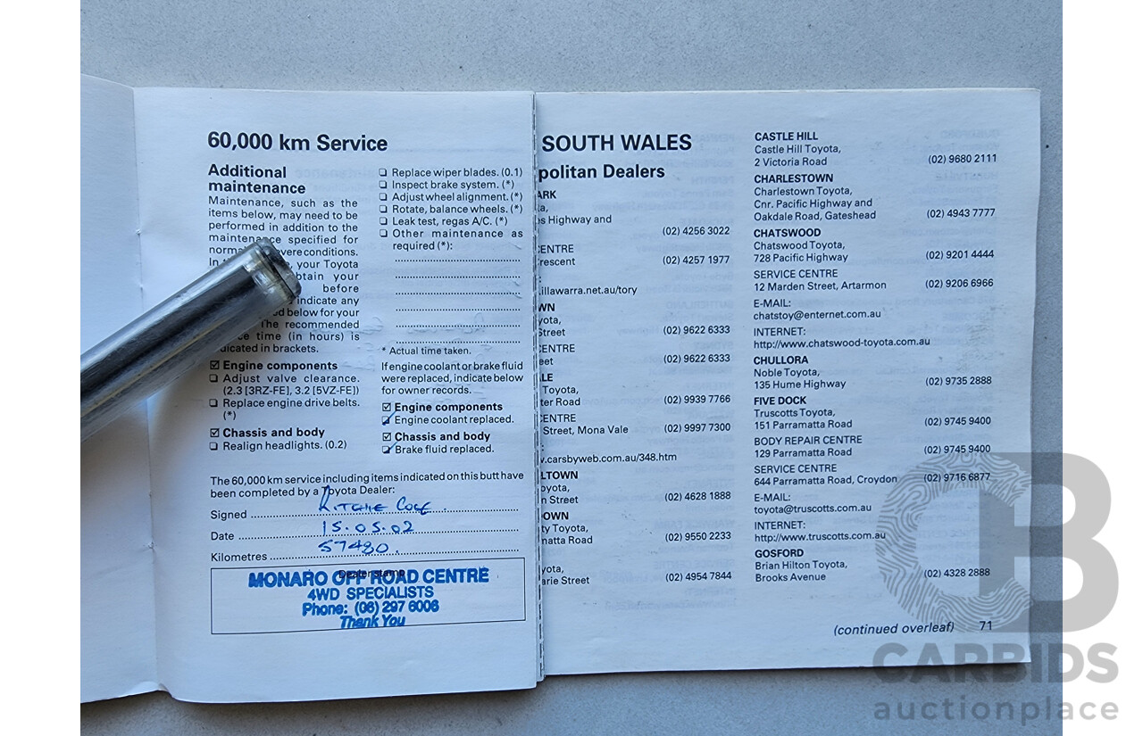 8/1999 Toyota Landcruiser Prado GXL (4x4) VZJ95R 4d Wagon Blue 3.4L