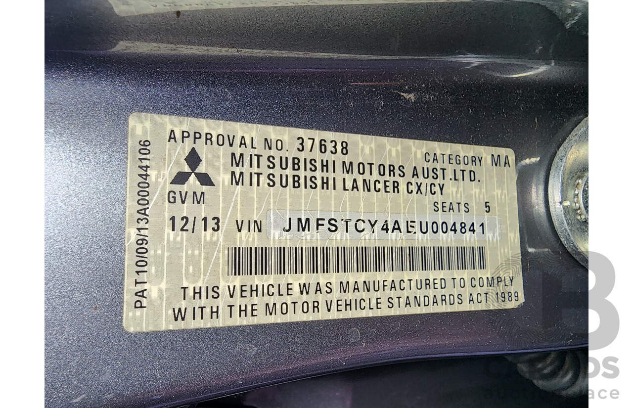 12/2013 Mitsubishi Lancer ES CJ MY14 4d Sedan Grey 2.0L