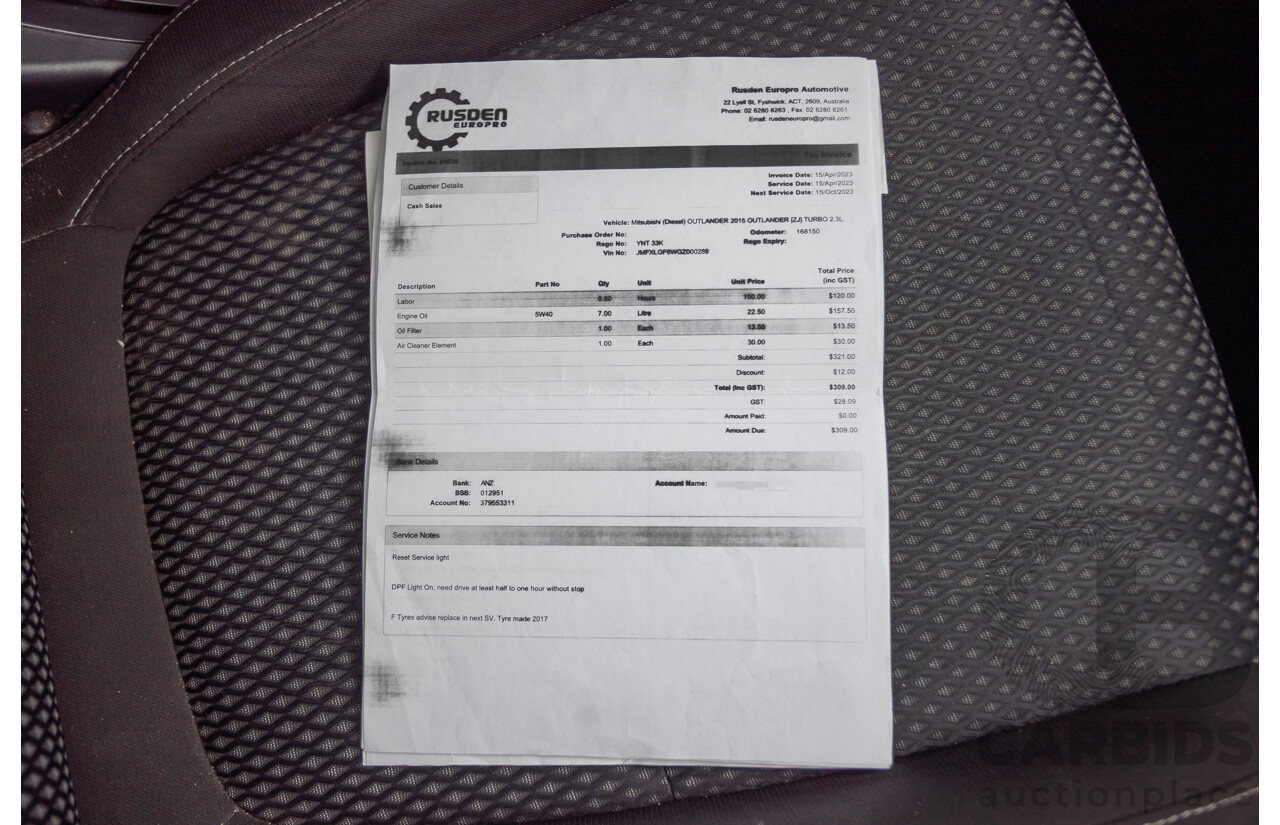4/2015 Mitsubishi Outlander XLS (4x4) ZK MY16 4d Wagon Titanium Metallic Grey Turbo Diesel 2.3L