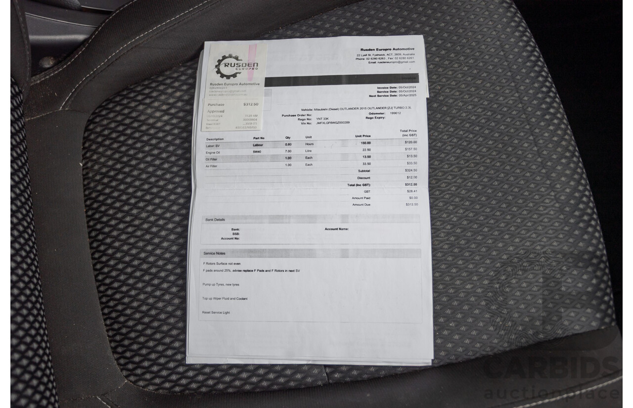 4/2015 Mitsubishi Outlander XLS (4x4) ZK MY16 4d Wagon Titanium Metallic Grey Turbo Diesel 2.3L