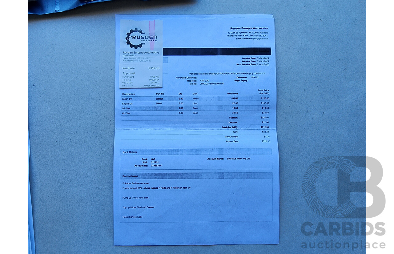 4/2015 Mitsubishi Outlander XLS (4x4) ZK MY16 4d Wagon Grey 2.3L