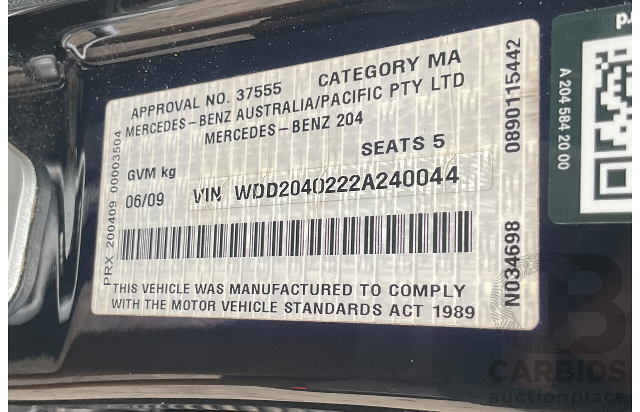 6/2009 Mercedes-Benz C320 CDI Avantgarde W204 4d Sedan Obisidian Black Turbo Diesel V6 3.0L