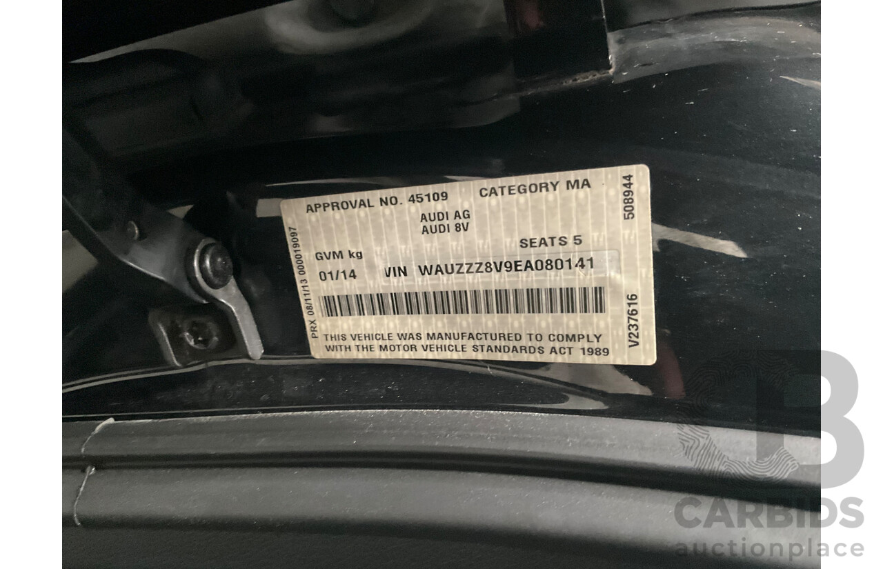 1/2014 Audi A3 Sportback 1.4 TFSI Attraction COD 8V 5d Hatchback Phantom Black Pearl Turbo 1.4L