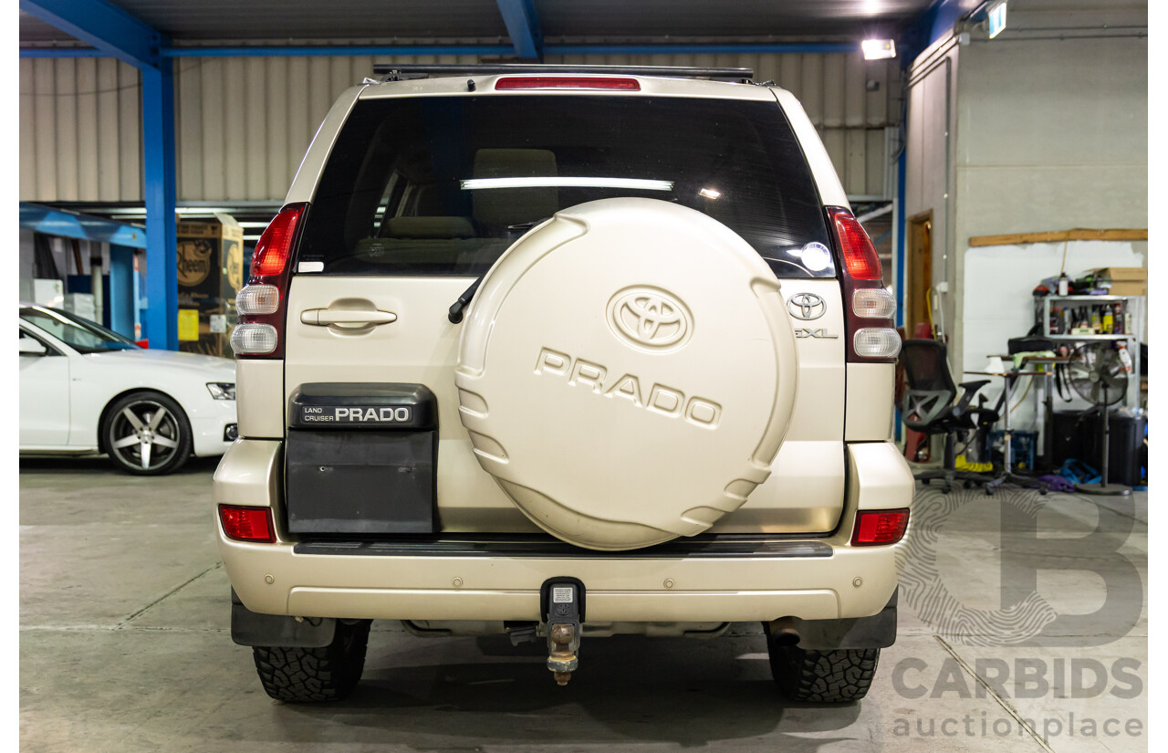 4/2008 Toyota Landcruiser Prado GXL (4x4) KDJ120R 07 UPGRADE 4d Wagon Savannah Metallic Turbo Diesel 3.0L