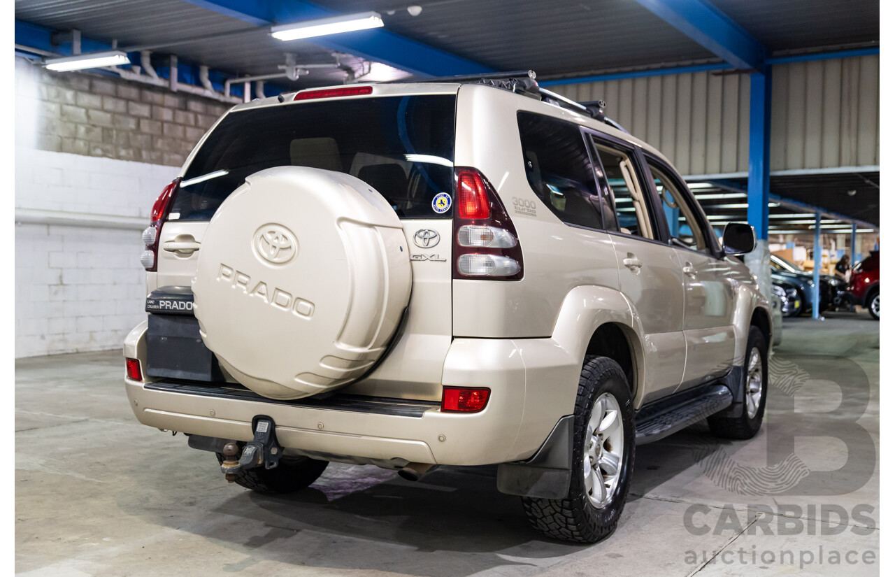 4/2008 Toyota Landcruiser Prado GXL (4x4) KDJ120R 07 UPGRADE 4d Wagon Savannah Metallic Turbo Diesel 3.0L