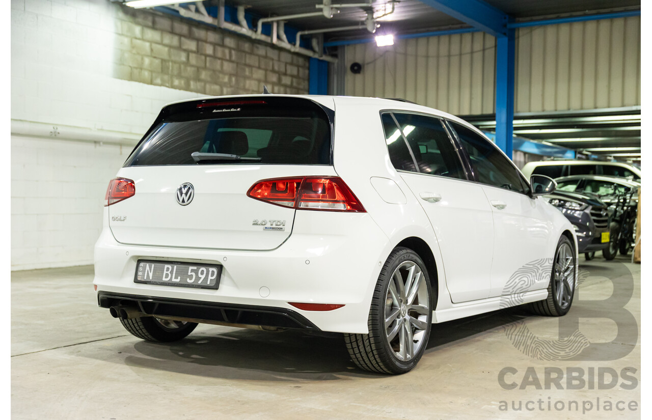 4/2014 Volkswagen Golf 110 TDI Highline R-Line Package AU MY14.5 5d Hatchback Pure White Turbo 2.0L