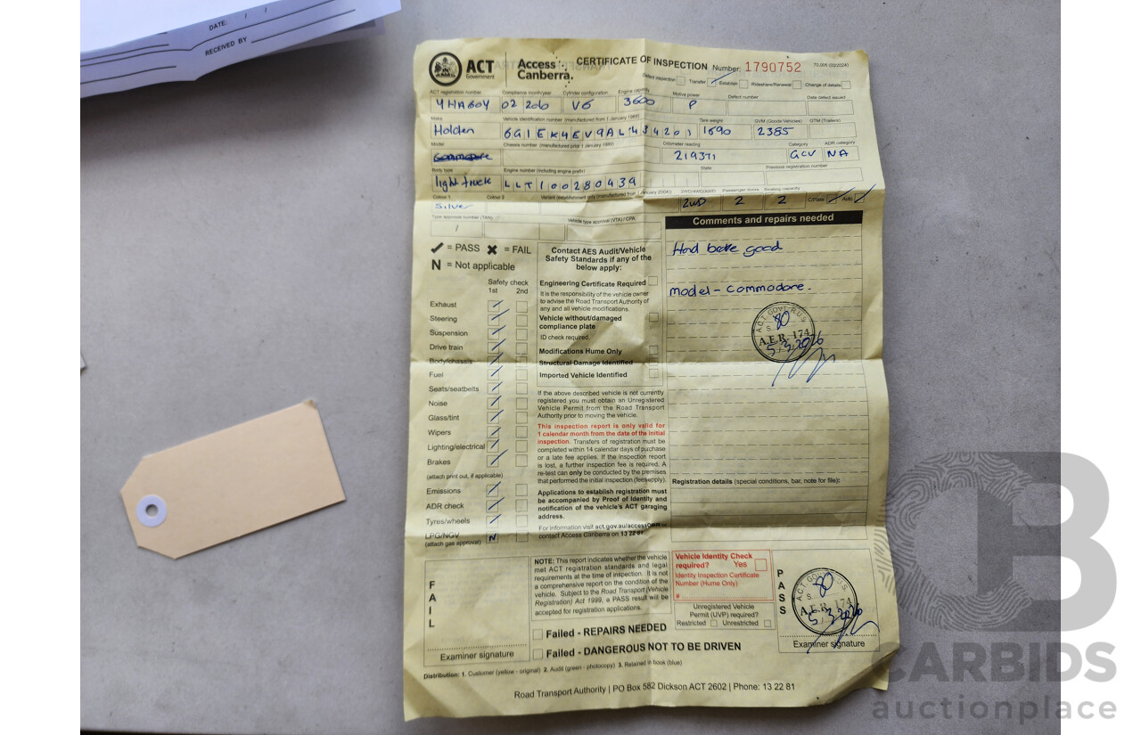 2/2010 Holden Commodore SV6 VE MY10 Utility Silver 3.6L