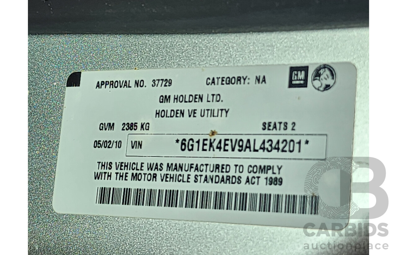 2/2010 Holden Commodore SV6 VE MY10 Utility Silver 3.6L
