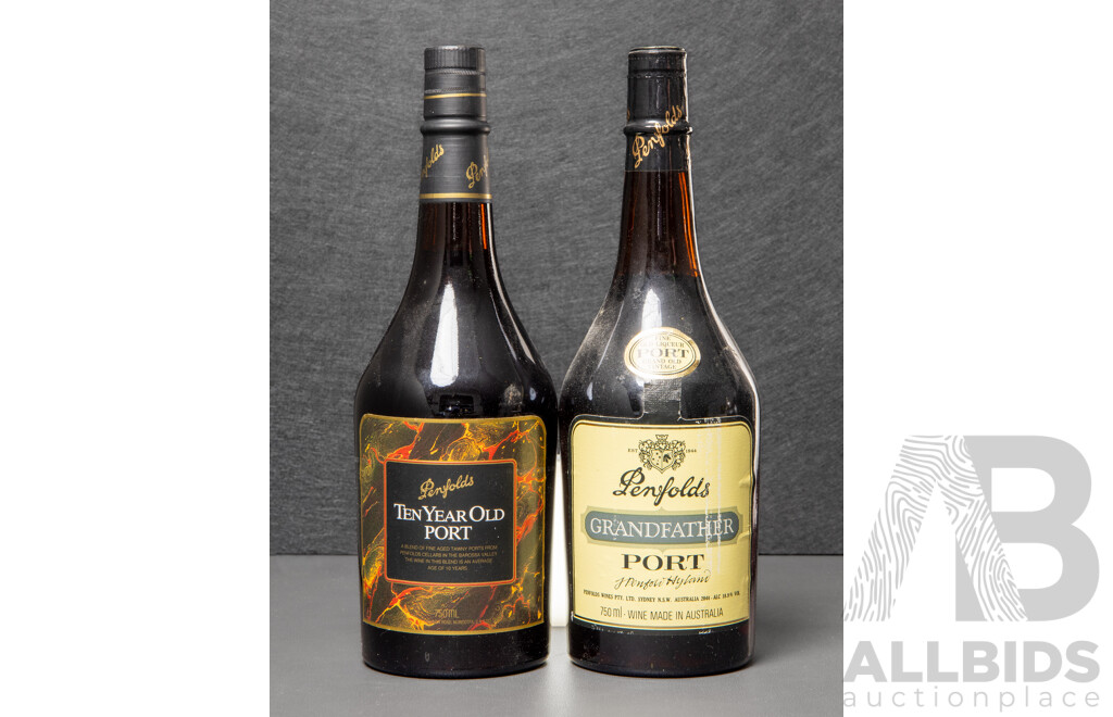 Two Bottles of Penfolds Port Including Grandfather and Ten Year Old