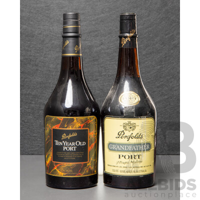 Two Bottles of Penfolds Port Including Grandfather and Ten Year Old