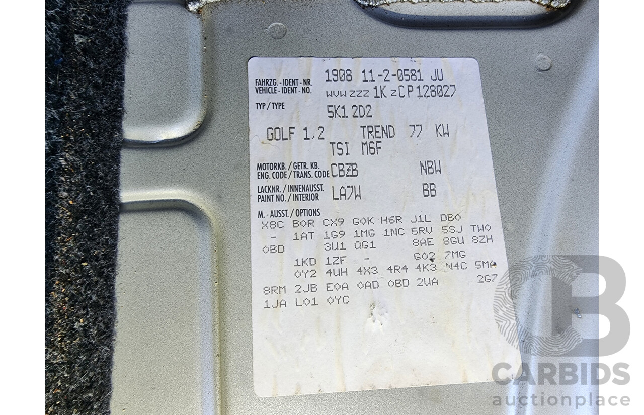 5/2012 Volkswagen Golf 77 TSI 1K MY12 5d Hatchback Silver 1.2L