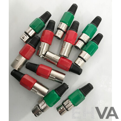 Brand New 3 Pin XLR Cannon Connectors. 6 X Male, 6 X Female - Lot of 12