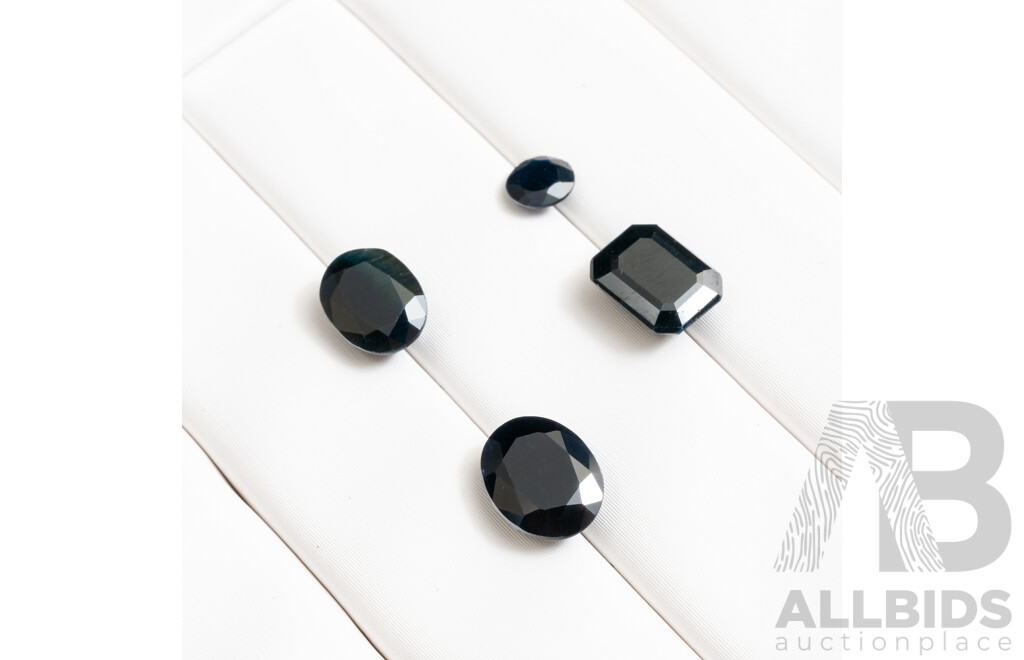 Natural Dark Blue Sapphires, Lot of 4, Total - 6.65cts