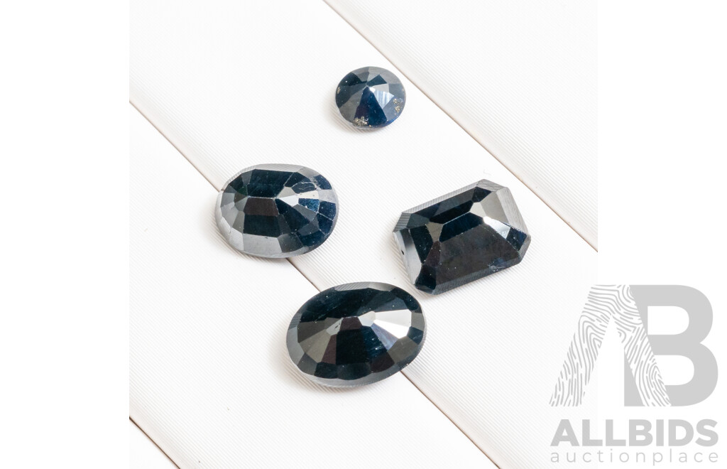 Natural Dark Blue Sapphires, Lot of 4, Total - 6.65cts