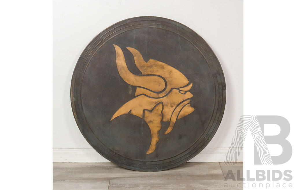 Large Brass Canberra Vikings Rugby Shield From the Vikings Club, Erindale