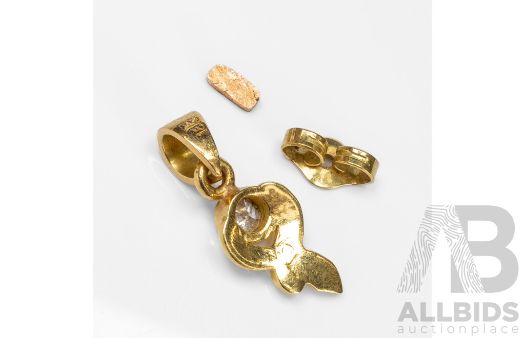 18ct Yellow Gold Diamond Pendant & Scrap - 1.55gms