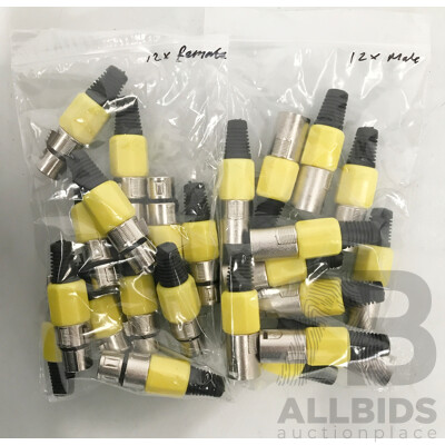 Brand New 3 Pin XLR Cannon Connectors. 12 X Male, 12 X Female - Lot of 24