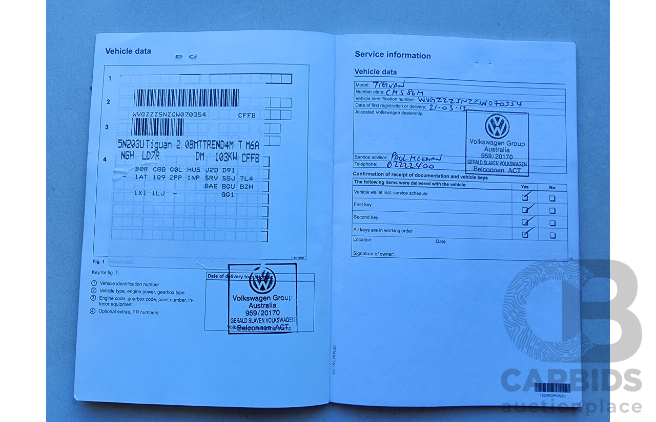 5/2012 Volkswagen Tiguan 103 TDI 5NC MY12 4d Wagon Grey 2.0L