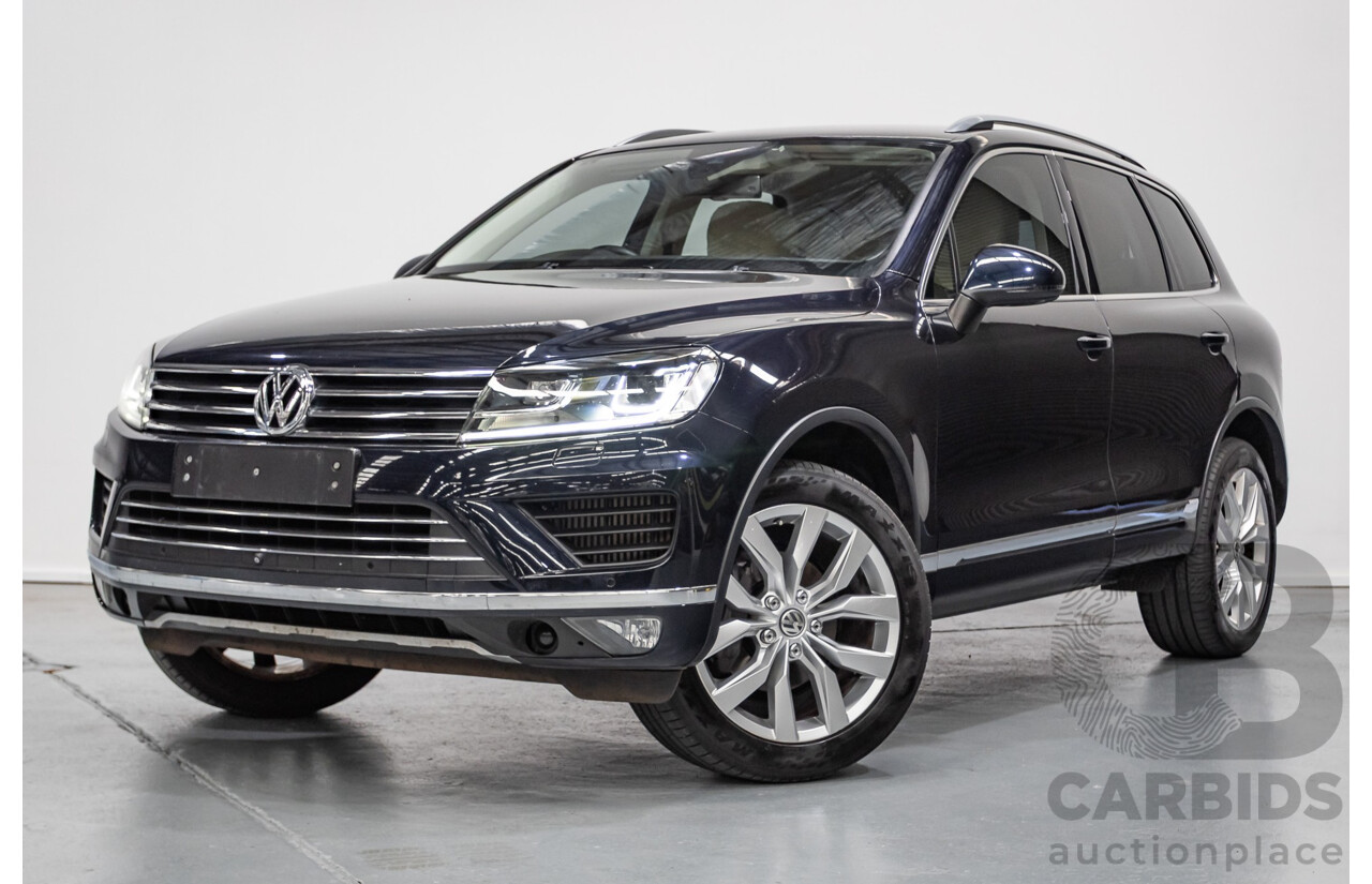 6/2016 Volkswagen Touareg V6 TDI (AWD) 7P MY16 4D Wagon Moonlight Blue Pearlescent Diesel V6 (180kW) 3.0L