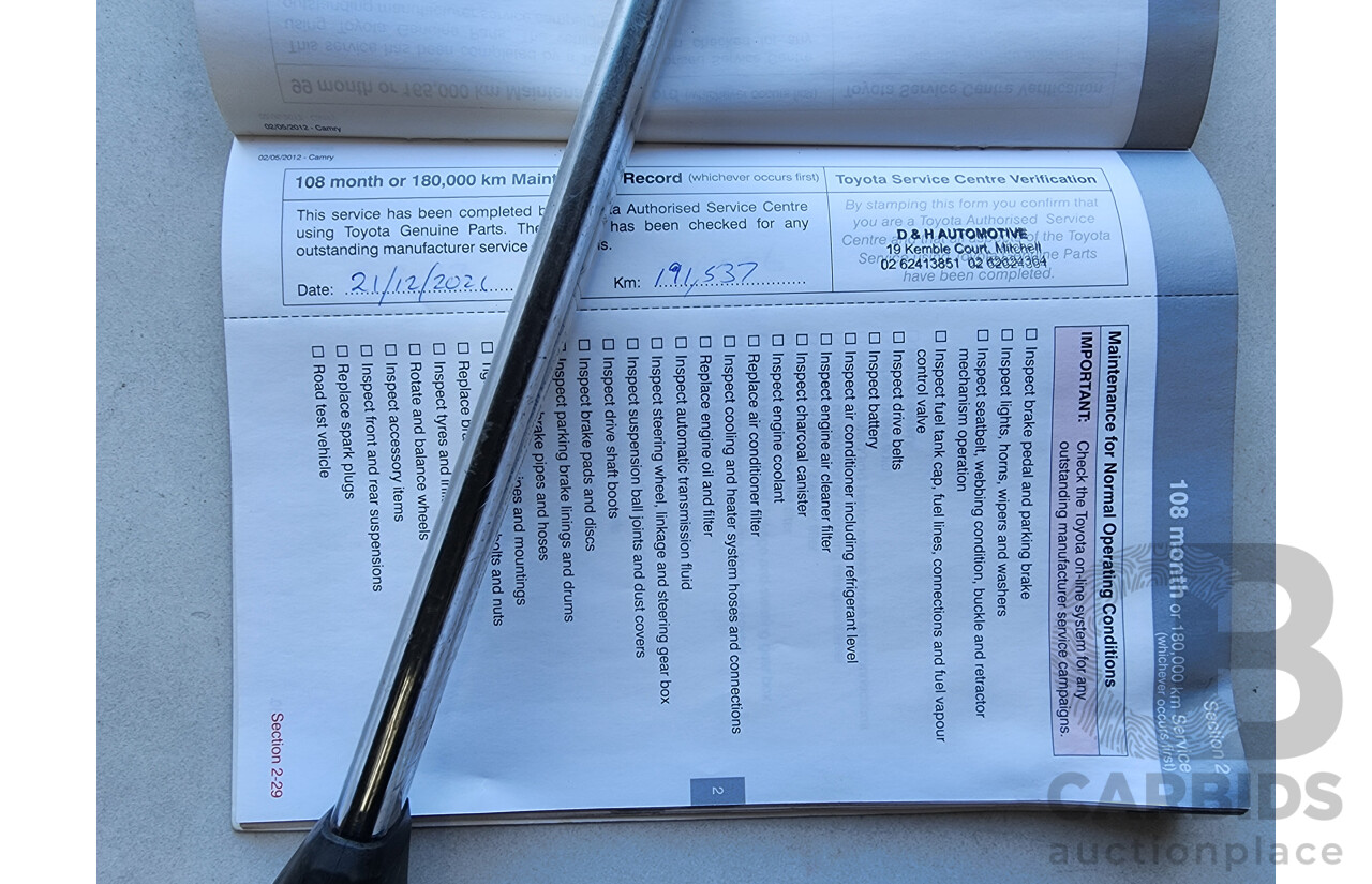 8/2013 Toyota Camry Altise ASV50R 4d Sedan Silver 2.5L