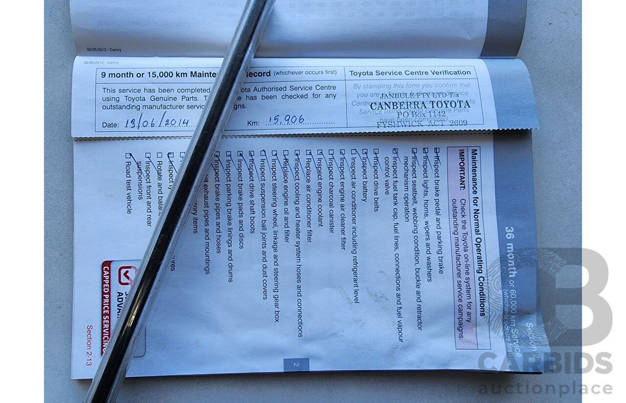 8/2013 Toyota Camry Altise ASV50R 4d Sedan Silver 2.5L