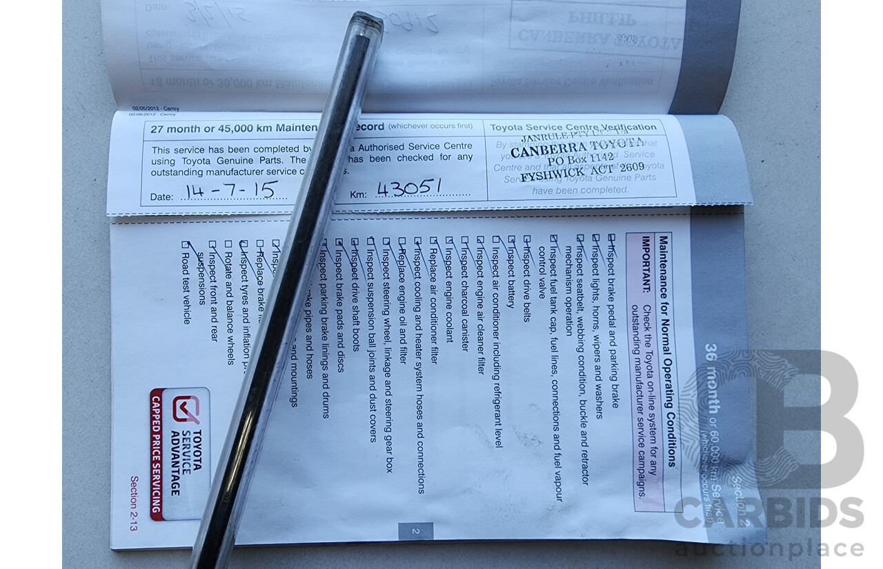 8/2013 Toyota Camry Altise ASV50R 4d Sedan Silver 2.5L