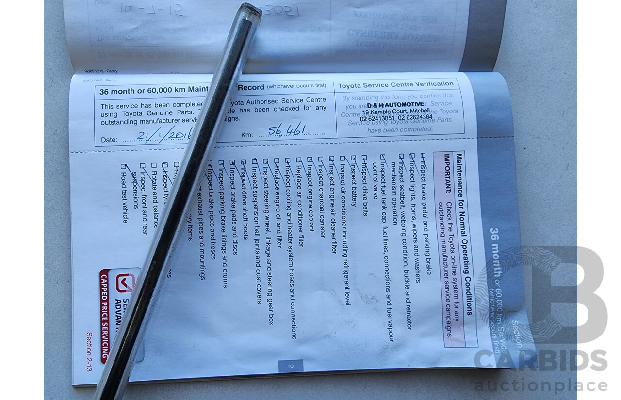 8/2013 Toyota Camry Altise ASV50R 4d Sedan Silver 2.5L