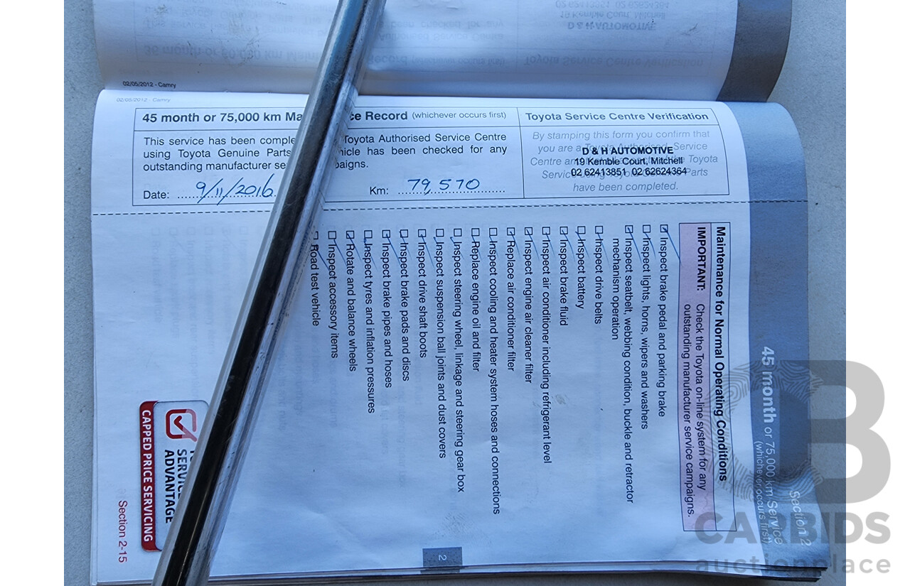 8/2013 Toyota Camry Altise ASV50R 4d Sedan Silver 2.5L