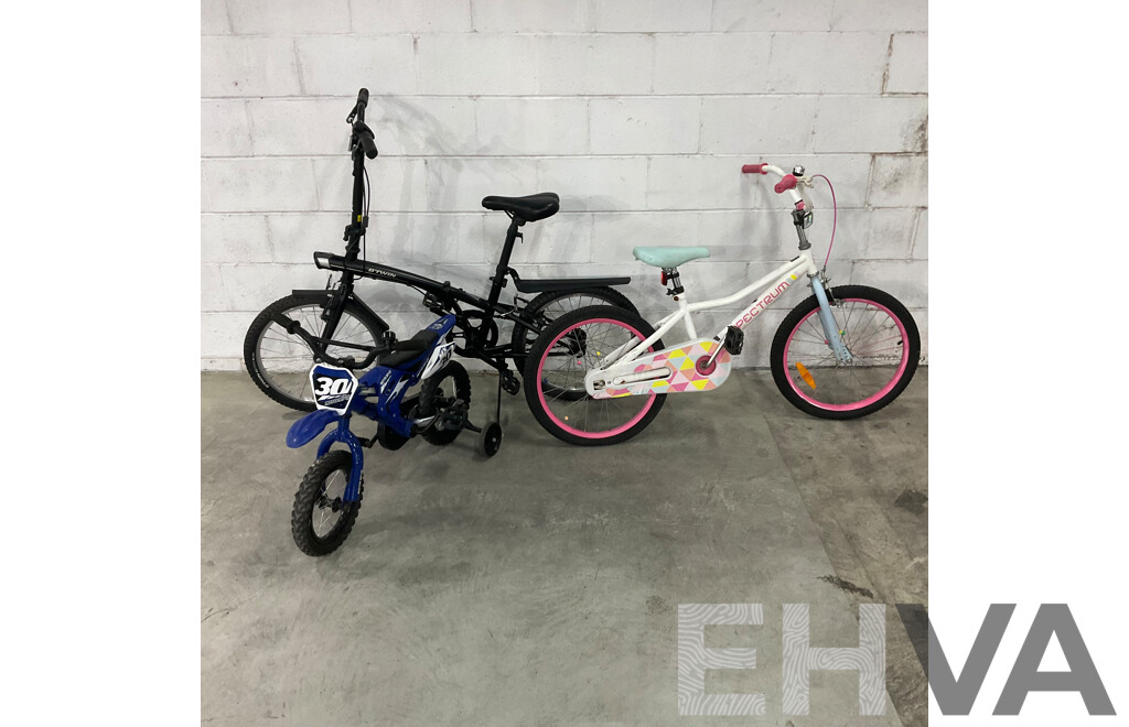 B.twin 20'' Folding Bike & Spectrum Kids Bike & MX30 Kids Bicycle - Lot of 3