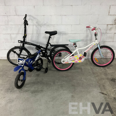 B.twin 20'' Folding Bike & Spectrum Kids Bike & MX30 Kids Bicycle - Lot of 3