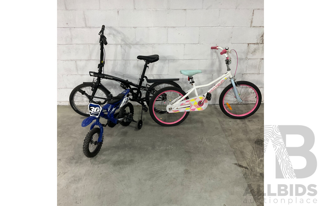 B.twin 20'' Folding Bike & Spectrum Kids Bike & MX30 Kids Bicycle - Lot of 3