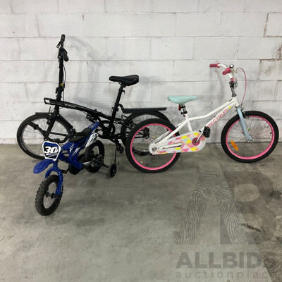 B.twin 20'' Folding Bike & Spectrum Kids Bike & MX30 Kids Bicycle - Lot of 3